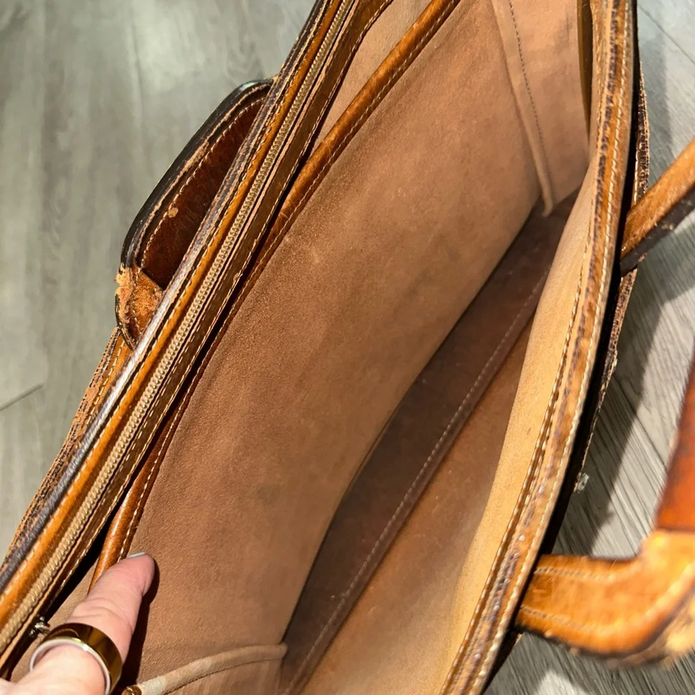 Vtg Hartmann Distressed Brown Leather Laptop Briefcase Messenger Bag